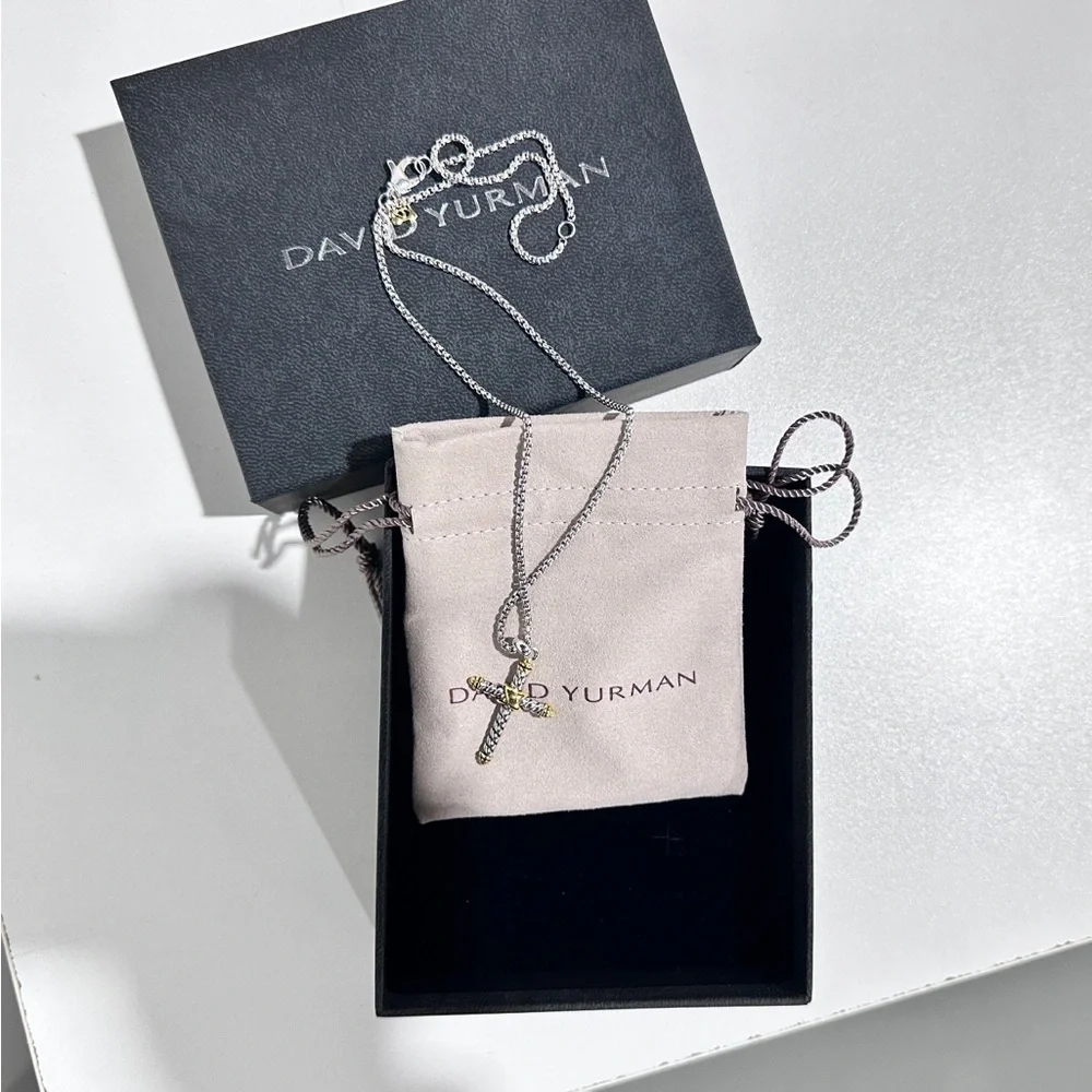 David Yurman Two-Tone Cross Necklace - Picture 1 of 3